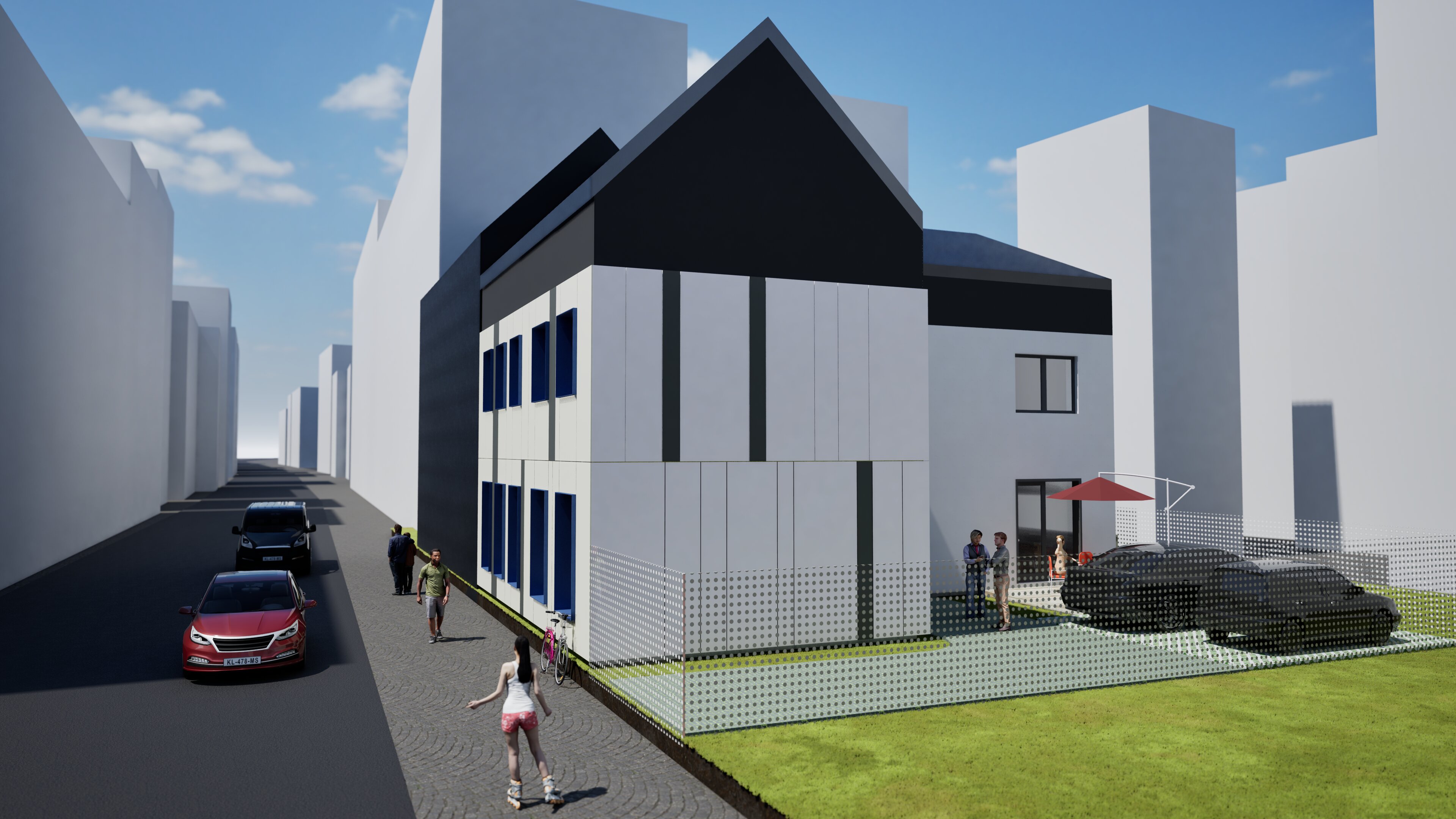 The Affarit Podcast Studio, architectural render of the building (view 2)