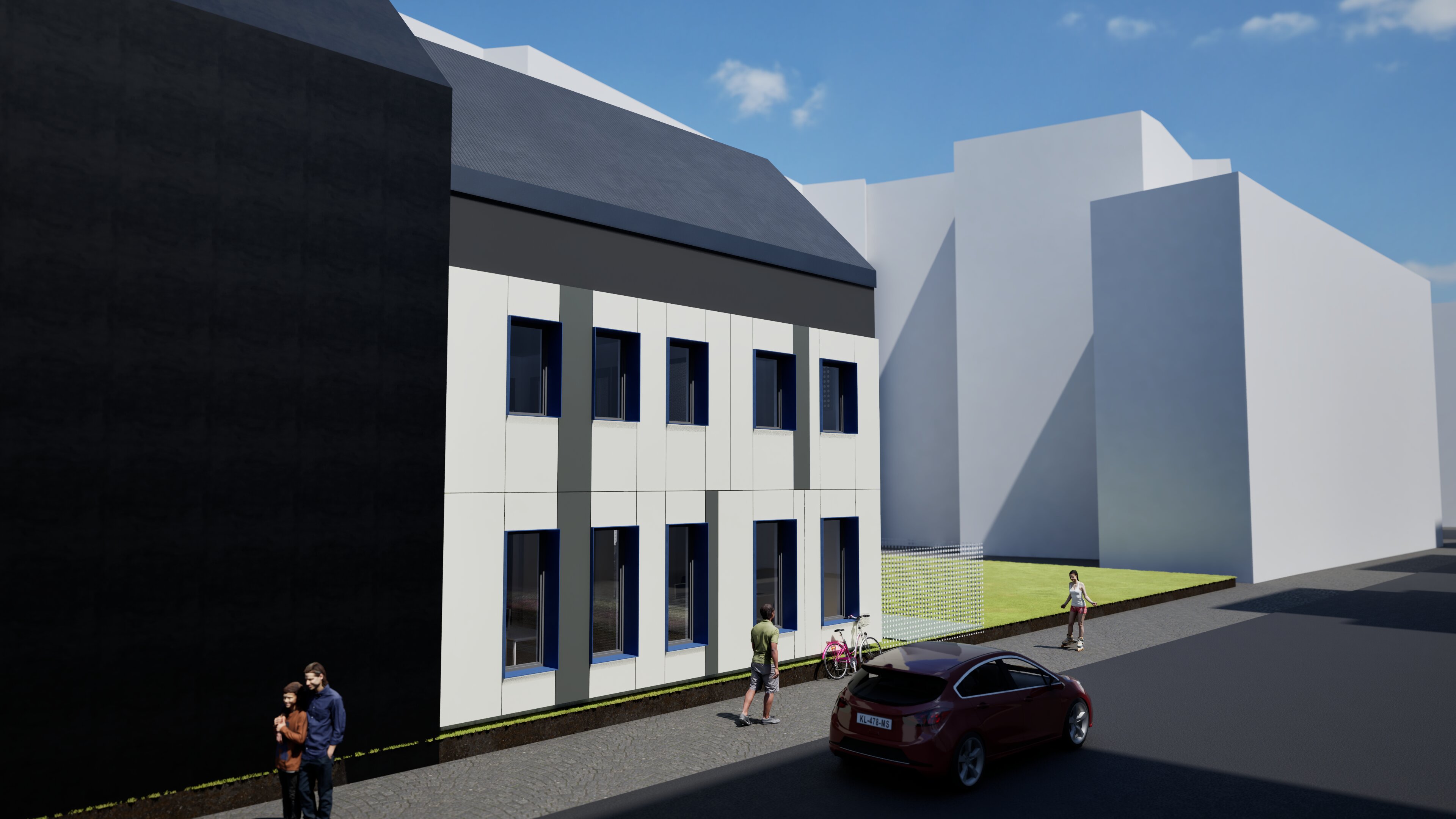 The Affarit Podcast Studio, architectural render of the building (view 4)